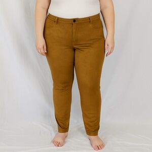 Ann Taylor 14 Camel Brown Mid Rise Faux Suede Skinny Pants